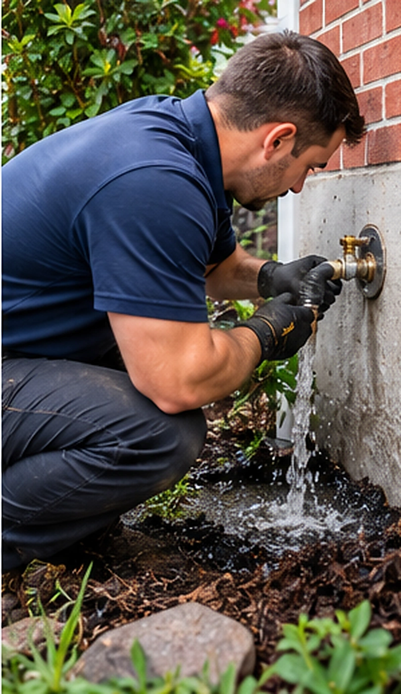 Plumber using a drain cleaning machine during sewer line services service in Ridgewood, NJ