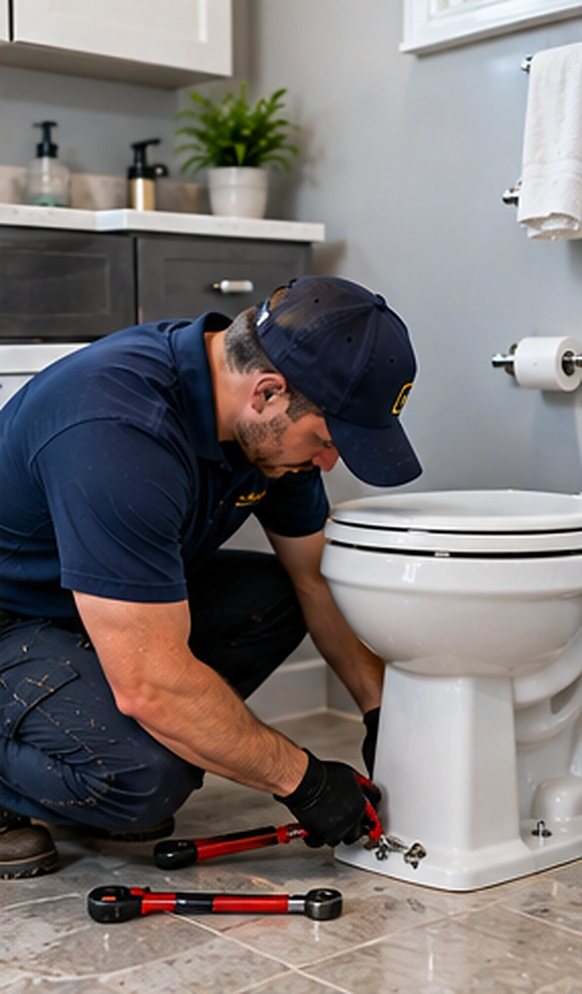 Toilet installation work during toilet repair & installation service in Ridgewood, NJ