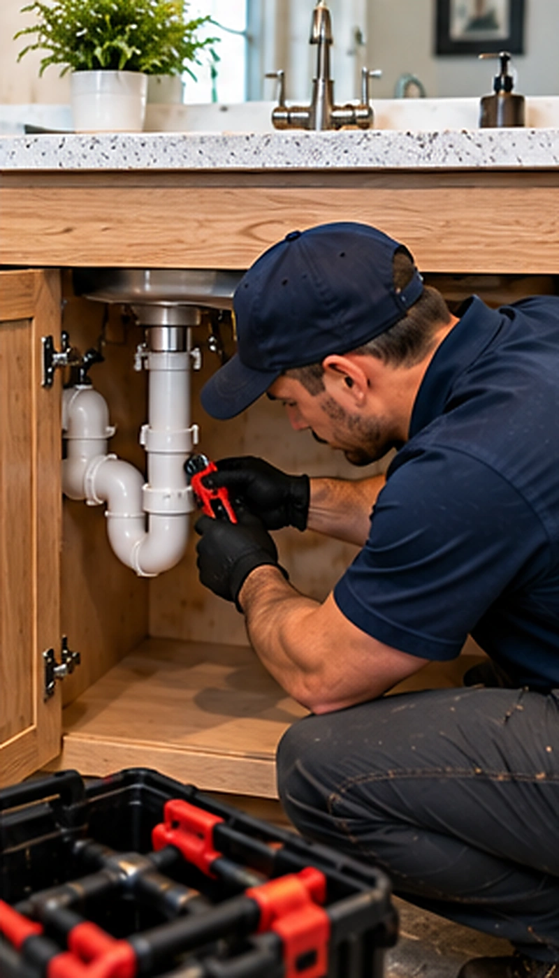 Modern residential bathroom plumbing during whole house water filtration service in Ridgewood, NJ
